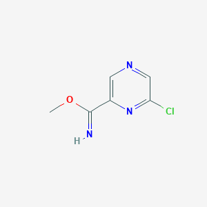 molecular formula C6H6ClN3O B12117588 6-Chloro-pyrazine-2-carboximidic acid methylester 