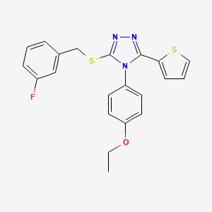 molecular formula C21H18FN3OS2 B12117641 4-(4-ethoxyphenyl)-3-[(3-fluorobenzyl)sulfanyl]-5-(thiophen-2-yl)-4H-1,2,4-triazole 