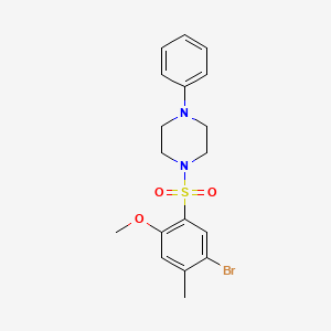 molecular formula C18H21BrN2O3S B12117663 1-(5-Bromo-2-methoxy-4-methylbenzenesulfonyl)-4-phenylpiperazine 