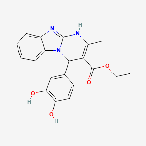 molecular formula C20H19N3O4 B12117765 Ethyl 4-(3,4-dihydroxyphenyl)-2-methyl-1,4-dihydropyrimido[1,2-a]benzimidazole-3-carboxylate 