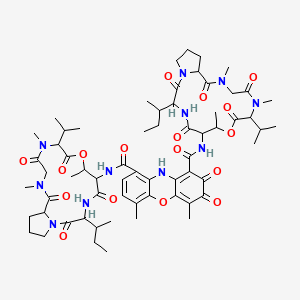 molecular formula C64H89N11O17 B1211786 1-N,9-N-bis(3-butan-2-yl-7,11,14-trimethyl-2,5,9,12,15-pentaoxo-10-propan-2-yl-8-oxa-1,4,11,14-tetrazabicyclo[14.3.0]nonadecan-6-yl)-4,6-dimethyl-2,3-dioxo-10H-phenoxazine-1,9-dicarboxamide CAS No. 23067-37-0