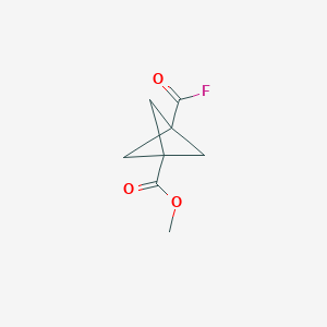 molecular formula C8H9FO3 B121179 Bicyclo[1.1.1]pentane-1-carboxylic acid, 3-(fluorocarbonyl)-, methyl ester (9CI) CAS No. 156329-85-0