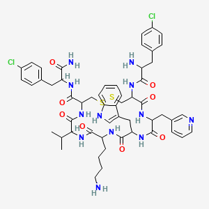 molecular formula C54H66Cl2N12O8S2 B12117969 H-DL-Phe(4-Cl)-DL-Cys(1)-DL-3Pal-DL-Trp-DL-Lys-DL-Val-DL-Cys(1)-DL-Phe(4-Cl)-NH2 