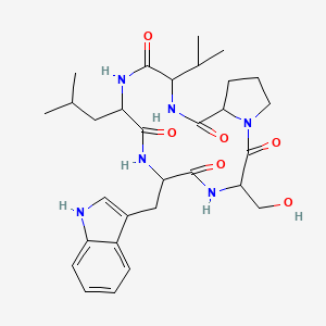 molecular formula C30H42N6O6 B12118064 cyclo[DL-Leu-DL-Trp-DL-Ser-DL-Pro-DL-Val] 