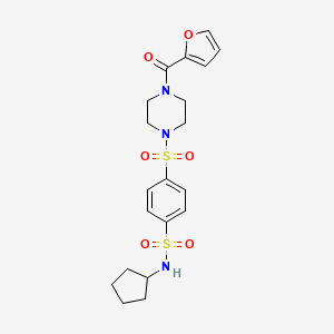molecular formula C20H25N3O6S2 B1211822 N-Cyclopentyl-4-[4-(furan-2-carbonyl)-piperazine-1-sulfonyl]-benzenesulfonamide 
