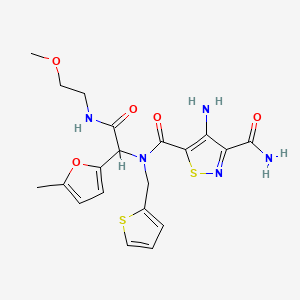 4-amino-N5-[2-(2-methoxyethylamino)-1-(5-methyl-2-furanyl)-2-oxoethyl]-N5-(thiophen-2-ylmethyl)isothiazole-3,5-dicarboxamide