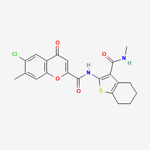 molecular formula C21H19ClN2O4S B12118343 6-chloro-7-methyl-N-[3-(methylcarbamoyl)-4,5,6,7-tetrahydro-1-benzothiophen-2-yl]-4-oxo-4H-chromene-2-carboxamide 