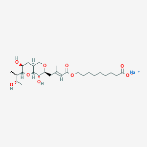 molecular formula C26H43NaO9 B121185 Sodium;9-[(E)-4-[(2R,3S,4aS,7S,8S,8aR)-3,8-dihydroxy-2-[(2S,3S)-3-hydroxybutan-2-yl]-2,3,4,4a,5,7,8,8a-octahydropyrano[3,2-c]pyran-7-yl]-3-methylbut-2-enoyl]oxynonanoate CAS No. 116182-44-6
