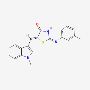 molecular formula C20H17N3OS B12118563 (2Z,5Z)-5-[(1-methyl-1H-indol-3-yl)methylidene]-2-[(3-methylphenyl)imino]-1,3-thiazolidin-4-one 