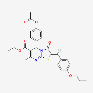 molecular formula C28H26N2O6S B12118670 Ethyl 5-(4-acetoxyphenyl)-2-(4-(allyloxy)benzylidene)-7-methyl-3-oxo-3,5-dihydro-2H-thiazolo[3,2-a]pyrimidine-6-carboxylate CAS No. 324568-15-2