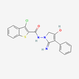 molecular formula C19H14ClN3O2S B12118778 N-(5-amino-3-oxo-4-phenyl-2,3-dihydro-1H-pyrrol-1-yl)-3-chloro-1-benzothiophene-2-carboxamide 