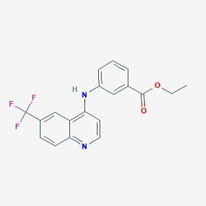molecular formula C19H15F3N2O2 B12118850 Ethyl 3-((6-(trifluoromethyl)quinolin-4-yl)amino)benzoate 