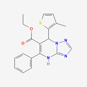 molecular formula C19H18N4O2S B12118937 Ethyl 7-(3-methylthiophen-2-yl)-5-phenyl-4,7-dihydro[1,2,4]triazolo[1,5-a]pyrimidine-6-carboxylate 