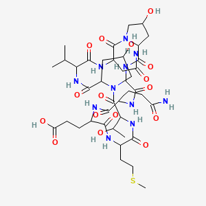 molecular formula C40H63N11O16S B12118939 cyclo[DL-Asn-DL-xiHyp-Gly-DL-Gln-DL-Glu-DL-Met-DL-xiThr-DL-xiHyp-DL-Val] 