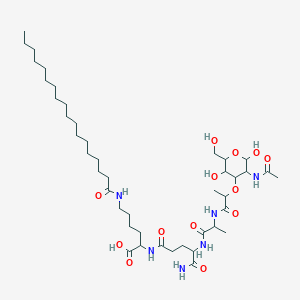 molecular formula C43H78N6O13 B1211895 2-[[4-[2-[2-[3-Acetamido-2,5-dihydroxy-6-(hydroxymethyl)oxan-4-yl]oxypropanoylamino]propanoylamino]-5-amino-5-oxopentanoyl]amino]-6-(octadecanoylamino)hexanoic acid 