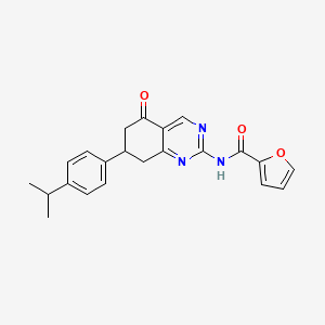 molecular formula C22H21N3O3 B12119013 N-{5-oxo-7-[4-(propan-2-yl)phenyl]-5,6,7,8-tetrahydroquinazolin-2-yl}furan-2-carboxamide 