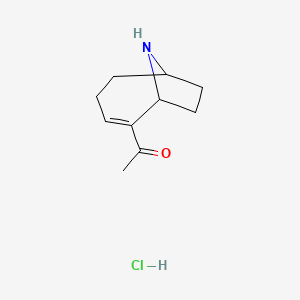 molecular formula C10H16ClNO B12119109 (+-)-1-(9-Azabicyclo(4.2.1)non-2-en-2-yl)ethanone hydrochloride CAS No. 70470-07-4