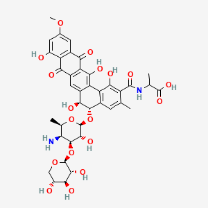 2-[[(5S,6S)-5-[(2S,3R,4S,5S,6R)-5-amino-3-hydroxy-6-methyl-4-[(2S,3R,4S,5R)-3,4,5-trihydroxytetrahydropyran-2-yl]oxy-tetrahydropyran-2-yl]oxy-1,6,9,14-tetrahydroxy-11-methoxy-3-methyl-8,13-dioxo-5,6-dihydrobenzo[a]tetracene-2-carbonyl]amino]propanoic acid