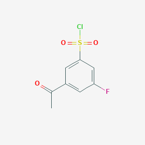 molecular formula C8H6ClFO3S B12119322 3-Acetyl-5-fluorobenzene-1-sulfonyl chloride 