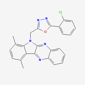 molecular formula C25H18ClN5O B12119398 2-(2-chlorophenyl)-5-((7,10-dimethyl-6H-indolo[2,3-b]quinoxalin-6-yl)methyl)-1,3,4-oxadiazole 