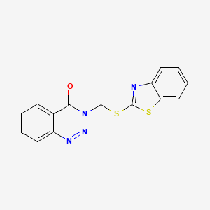 molecular formula C15H10N4OS2 B12119495 3-[(1,3-Benzothiazol-2-ylsulfanyl)methyl]-3,4-dihydro-1,2,3-benzotriazin-4-one 