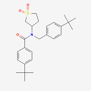 molecular formula C26H35NO3S B12119515 4-tert-butyl-N-(4-tert-butylbenzyl)-N-(1,1-dioxidotetrahydrothiophen-3-yl)benzamide 