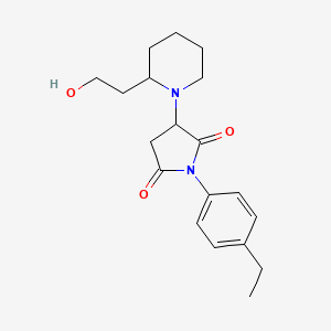 molecular formula C19H26N2O3 B12119614 1-(4-Ethylphenyl)-3-[2-(2-hydroxyethyl)piperidin-1-yl]pyrrolidine-2,5-dione 
