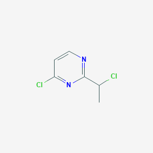molecular formula C6H6Cl2N2 B12119648 Pyrimidine, 4-chloro-2-(1-chloroethyl)- CAS No. 1330752-92-5