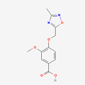 molecular formula C12H12N2O5 B12119691 3-Methoxy-4-(3-methyl-[1,2,4]oxadiazol-5-ylmethoxy)-benzoic acid 