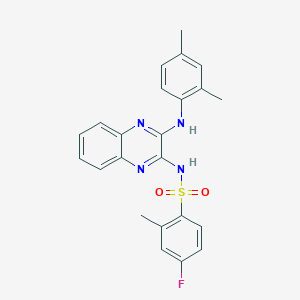 molecular formula C23H21FN4O2S B12119783 N-{3-[(2,4-dimethylphenyl)amino]quinoxalin-2-yl}-4-fluoro-2-methylbenzene-1-sulfonamide 