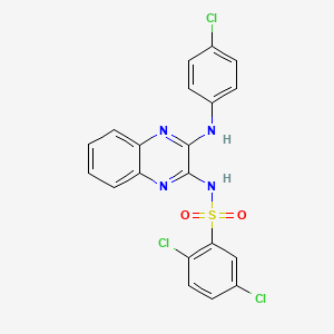 molecular formula C20H13Cl3N4O2S B12119795 2,5-dichloro-N-{3-[(4-chlorophenyl)amino]quinoxalin-2-yl}benzenesulfonamide 