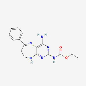 molecular formula C16H18N6O2 B1211980 ethyl N-(4-amino-6-phenyl-8,9-dihydro-7H-pyrimido[4,5-b][1,4]diazepin-2-yl)carbamate 