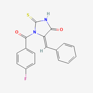 (5E)-5-benzylidene-1-(4-fluorobenzoyl)-2-sulfanylideneimidazolidin-4-one