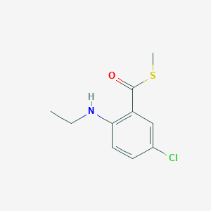 molecular formula C10H12ClNOS B12119951 Benzenecarbothioic acid, 5-chloro-2-(ethylamino)-, S-methyl ester CAS No. 115992-01-3