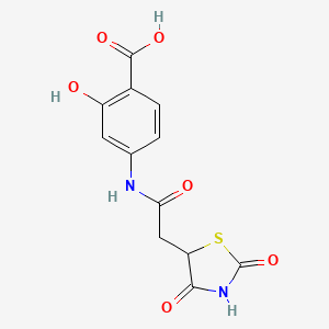 molecular formula C12H10N2O6S B12119969 4-{[(2,4-Dioxo-1,3-thiazolidin-5-yl)acetyl]amino}-2-hydroxybenzoic acid 