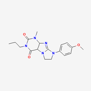 molecular formula C18H23N5O3 B12120049 6-(4-Methoxyphenyl)-4-methyl-2-propyl-4a,7,8,9a-tetrahydropurino[7,8-a]imidazole-1,3-dione 