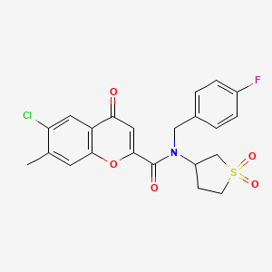 molecular formula C22H19ClFNO5S B12120064 6-chloro-N-(1,1-dioxidotetrahydrothiophen-3-yl)-N-(4-fluorobenzyl)-7-methyl-4-oxo-4H-chromene-2-carboxamide 
