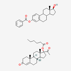 molecular formula C52H68O7 B1212014 17-Hydroxyestra-1(10),2,4-trien-3-yl benzoatato--3,20-dioxopregn-4-en-17-yl hexanoatato (1/1) 