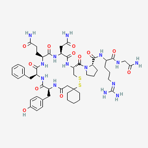 molecular formula C51H72N14O12S2 B1212044 Arginine vasopressin, (beta-mercapto)beta,beta-cyclopentamethylenepropionic acid(1)- CAS No. 73168-23-7