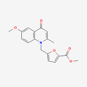molecular formula C18H17NO5 B12120464 Methyl 5-((6-methoxy-2-methyl-4-oxoquinolin-1(4H)-yl)methyl)furan-2-carboxylate 