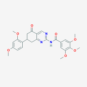 molecular formula C26H27N3O7 B12120534 N-(7-(2,4-dimethoxyphenyl)-5-oxo-5,6,7,8-tetrahydroquinazolin-2-yl)-3,4,5-trimethoxybenzamide 