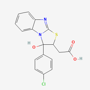 molecular formula C17H13ClN2O3S B1212060 [3-(4-Chlorophenyl)-3-hydroxy-2,3-dihydro[1,3]thiazolo[3,2-a]benzimidazol-2-yl]acetic acid CAS No. 39225-26-8