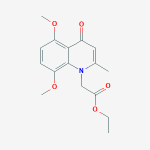 molecular formula C16H19NO5 B12120645 Ethyl 2-(5,8-dimethoxy-2-methyl-4-oxoquinolin-1(4H)-yl)acetate 