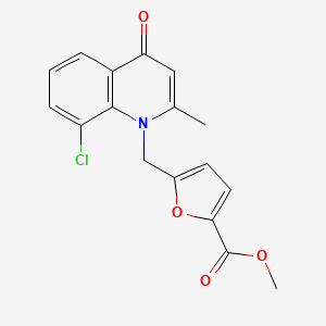 molecular formula C17H14ClNO4 B12120657 Methyl 5-((8-chloro-2-methyl-4-oxoquinolin-1(4H)-yl)methyl)furan-2-carboxylate 