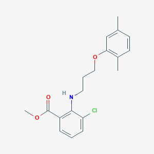 molecular formula C19H22ClNO3 B12120741 Benzoic acid, 3-chloro-2-[[3-(2,5-dimethylphenoxy)propyl]amino]-, methyl ester CAS No. 937681-20-4