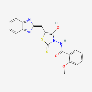 molecular formula C19H14N4O3S2 B12120789 N-[(5E)-5-(1H-benzimidazol-2-ylmethylidene)-4-oxo-2-thioxo-1,3-thiazolidin-3-yl]-2-methoxybenzamide 