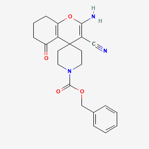molecular formula C22H23N3O4 B1212081 2-amino-3-cyano-5-oxo-1'-spiro[7,8-dihydro-6H-1-benzopyran-4,4'-piperidine]carboxylic acid (phenylmethyl) ester 