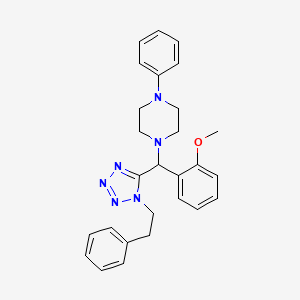 molecular formula C27H30N6O B1212085 1-[(2-Methoxyphenyl)-[1-(2-phenylethyl)-5-tetrazolyl]methyl]-4-phenylpiperazine 