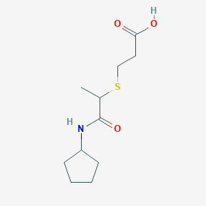 molecular formula C11H19NO3S B12120985 Propanoic acid, 3-[[2-(cyclopentylamino)-1-methyl-2-oxoethyl]thio]- CAS No. 1152599-48-8