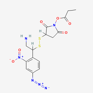 3-{[2-Amino-1-(4-azido-2-nitrophenyl)ethyl]disulfanyl}-1-(propanoyloxy)pyrrolidine-2,5-dione